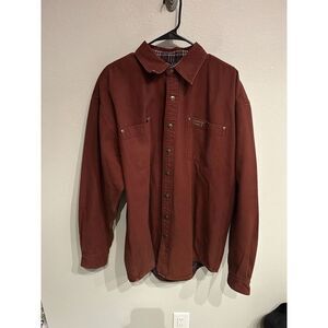 Carhartt Mens LT Large Tall Canvas Flannel Liked Snap Button Shirt Red